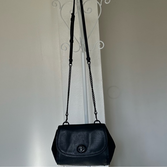 Coach Handbags - COACH Faye Crossbody Purse Bag All Black Pebbled Leather Flap F1880-F22349